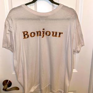Boohoo Soft White Bonjour Shirt Size L